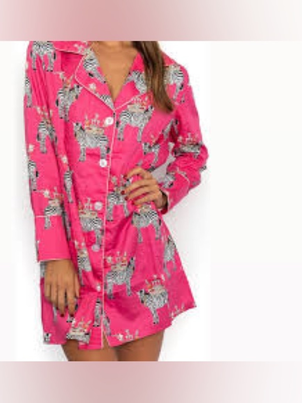 TOSS Designs Women's Hot Pink Zebra Print Nightshirt Size S / M